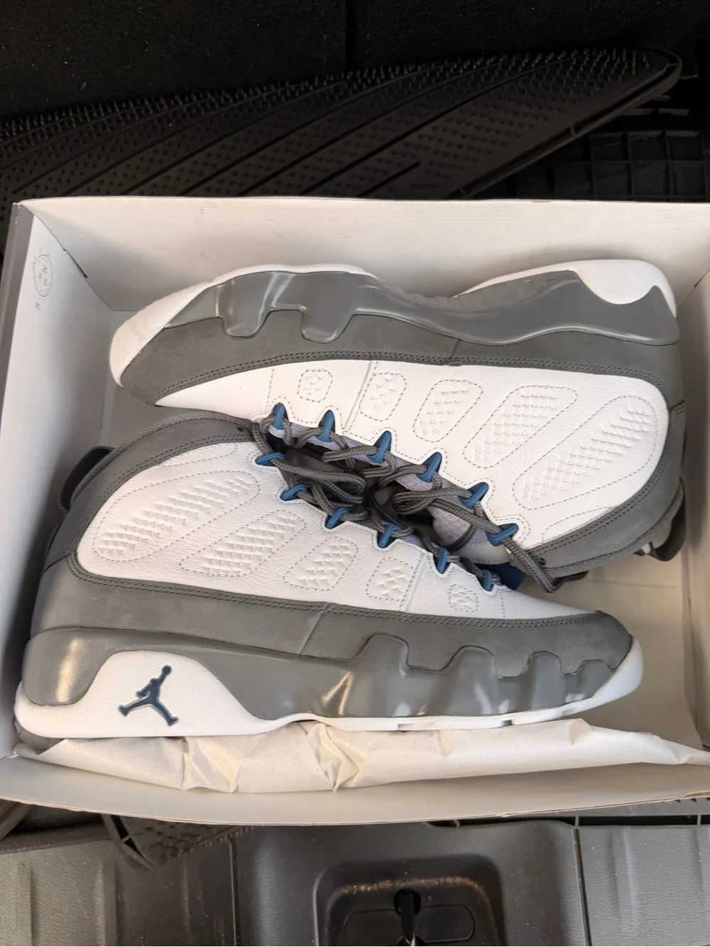 Men's Gray and White Jordan 9 Basketball Shoes